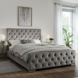 Traffalger Plush Velvet Bed - Silver in 5 Sizes