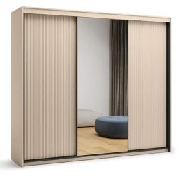 TRADESSA 3 Door Mirrored Sliding Wardrobe Beige - 250cm