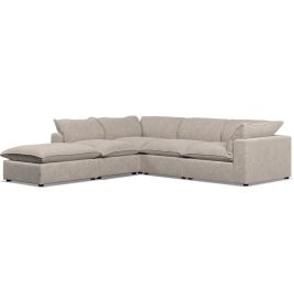 Corner Sofa - PUEBLA Fabric 4 Seater Right Hand Facing Fossil - Footstool End
