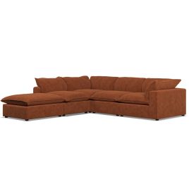 Corner Sofa - PUEBLA Fabric 4 Seater Right Hand Facing Saffron - Footstool End