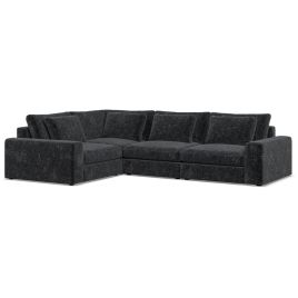 Corner Sofa - SOVA Fabric 3 Seater Right Hand Facing Black