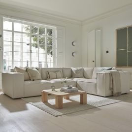 Corner Sofa - LUCCA Fabric 4 Seater Left Hand Facing - Beige