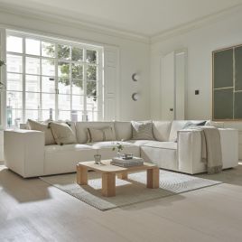 Corner Sofa - LUCCA Fabric 4 Seater Left Hand Facing - Ivory