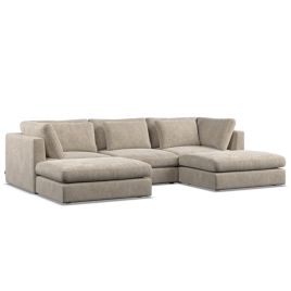 Corner Sofa - SOVA Fabric 5 Seater U Shaped Pearl - Footstool End