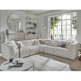 Corner Sofa - ESSAOUIRA Fabric 5 Seater Right Hand Facing - Coconut Milk