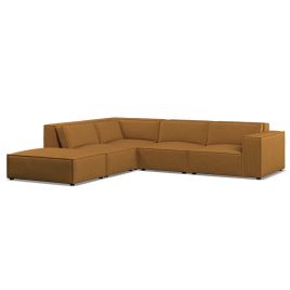 Corner Sofa - LUCCA Fabric 5 Seater Right Hand Facing Inca Gold - Footstool End