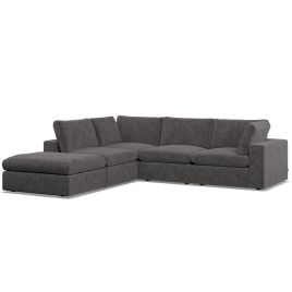 Corner Sofa - OBLAK Fabric 4 Seater Right Hand Facing Slate - Footstool End