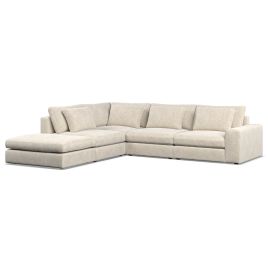 Corner Sofa - SOVA Fabric 4 Seater Right Hand Facing Ivory - Footstool End