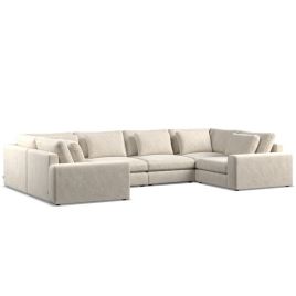 Corner Sofa - SOVA Fabric 6 Seater U Shaped - Ivory