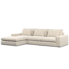 Corner Sofa - SOVA Fabric 3 Seater Right Hand Facing Ivory - Footstool End