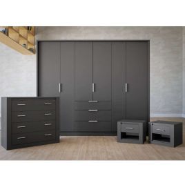 STAFFORD 6 Door Wardrobe Set 4 Piece - Grey