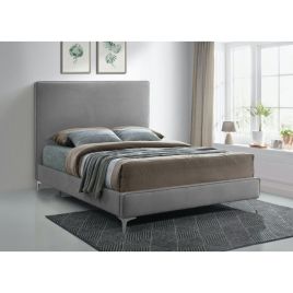 Glinis Plush Velvet Bed - Steel in 5 Sizes