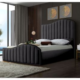 Magnifik Plush Velvet Bed - Steel in 5 Sizes