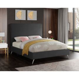 Jelson Plush Velvet Bed - Steel in 5 Sizes