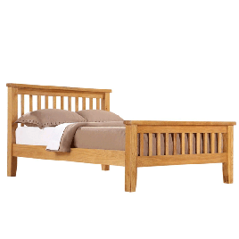 Eden Solid Oak Wooden Bed with High Foot End - Kingsize