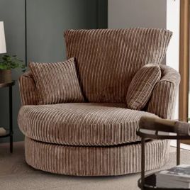 Blake Jumbo Cord Swivel Chair - Chocolate