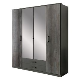 Wardrobe - DARWIN 4 Door Wardrobe Grey 180cm
