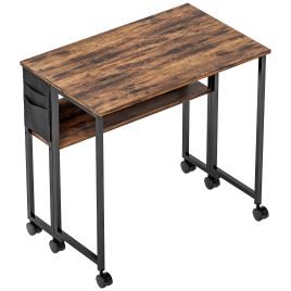 HERON 80 cm Drop Leaf Writing Work Desk Rustic Brown