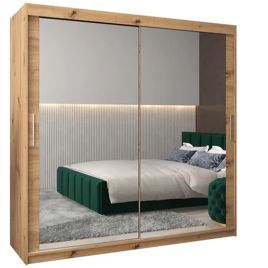 Sliding Wardrobe - TIVERTON III 2 Door Mirrored Wardrobe Oak Sonoma 200cm