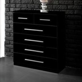 TORBAY I Black Chest of Drawers - Medium-sized, 6 Drawers