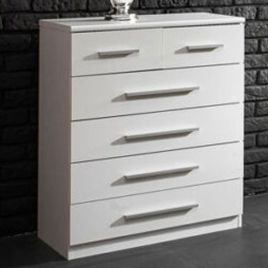 TORBAY I White Chest of Drawers - Medium-sized, 6 Drawers