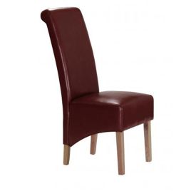 Zenith Zephyr set of 2 PU Chairs with Rubberwood Legs - Red