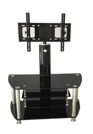 Crown Glass TV Stand with Bracket - Black 