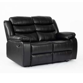 Esperanza 2 Seater Leather Aire Recliner - Black