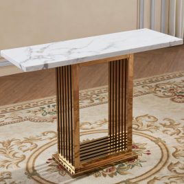 Bethany Console Table with Stainless Steel Base - Marble Effect