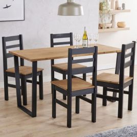 Matteo Rectangular Dining Table with Set of 6 Ladder Back Chairs - Pine