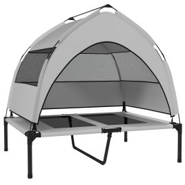 PAWSTER Large Portable Elevated Dog Bed with Canopy 92x75x89cm