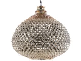 Ceiling Lamp Gold Glass 88 cm Pendant Carved Shade Ambient Glam