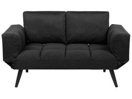 Sofa Bed Black Loveseat Adjustable Armrests Minimalist 