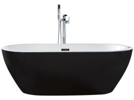 Freestanding Whirlpool Bath with LED 1700 x 800 mm Black NEVIS