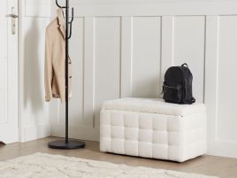 Boucle Storage Ottoman White MICHIGAN