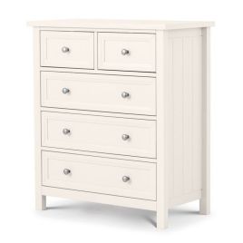 MALTON White Chest of Drawers - Medium-sized, 5 Drawers