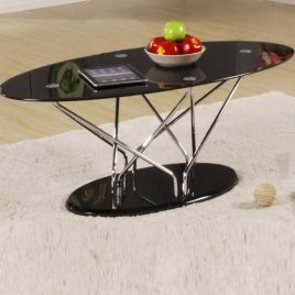 Derrick Glass Coffee Table - Chrome and Black