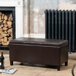 GRANEX Leather Storage Ottoman - Brown