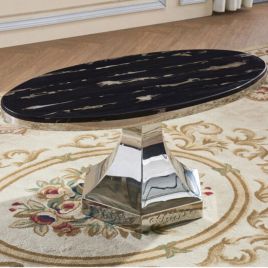 Dempsey Marble Coffee Table with Stainless Steel Base - Black