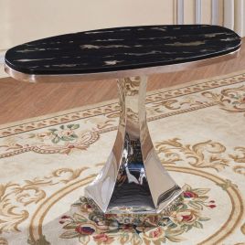 Dempsey Marble Console Table with Stainless Steel Base - Black