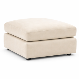 DELANO Plush Velvet Cushion Footstool - Cream
