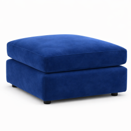 DELANO Plush Velvet Cushion Footstool - Midnight Blue