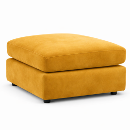 DELANO Plush Velvet Cuhsion Footstool - Mustard