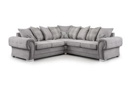 Verona Premium Fabric Back Style Pillows Corner Sofa - Grey