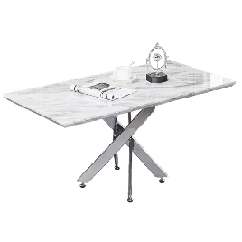 Vaxton Coffee Table with Silver Legs - Marble Effect