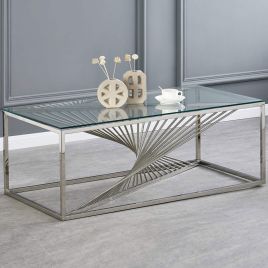 Stefano Clear Glass Coffee Table - Silver