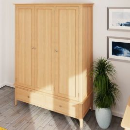 Wardrobe - NEESHAM 3 Door Wardrobe Oak 145cm