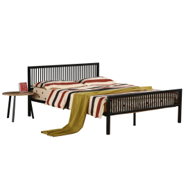 Kolachi Stylish High Headboard Metal Bed Frame Black - Classic Elegance with a Modern Twist - Kingsize