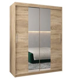 Sliding Wardrobe - TIVERTON I 2 Door Mirrored Wardrobe Oak Sonoma 150cm