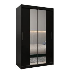 Sliding Wardrobe - TIVERTON I 2 Door Mirrored Wardrobe Black 120cm